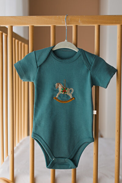 ilays beauty Premium Nakışlı Bebek Çıtçıtlı Kısa Kollu Body 2'li Takım