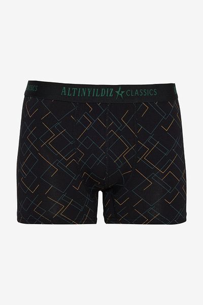 ALTINYILDIZ CLASSICS Ανδρικό Premium βαμβακερό μαύρο-ναυτικό μπλε Standard Fit με μοτίβο εύκαμπτο πακέτο μπόξερ 3 τεμαχίων