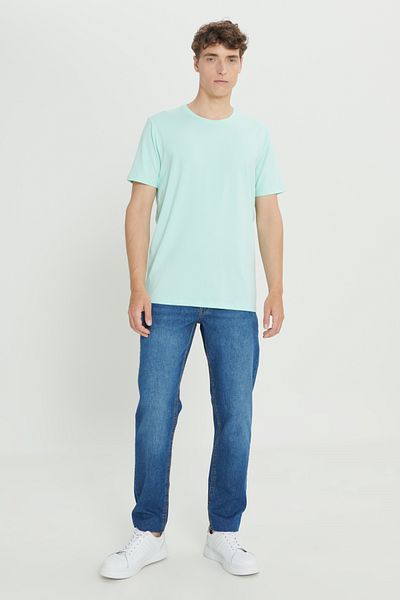 ALTINYILDIZ CLASSICS Men's Slim Fit Mint 360 Degree Crew Neck T-shirt