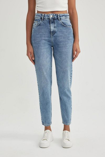 DeFacto Lina Mom Fit High Waist Short Leg Ankle Length Jean Trousers