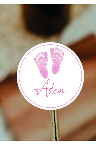 WALLHUMAN İsimli Kişiye Özel Yuvarlak Bebek Etiket/sticker 4x4cm 96 Adet