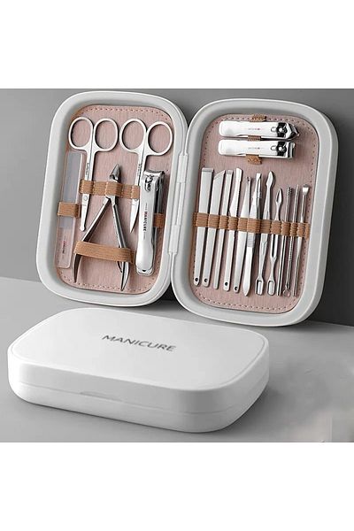 gaman White Nail Care Set - 18 Piece Personal Manicure Set