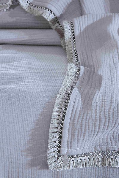 Solinas Collection Gray Muslin Cotton Tasseled Pique