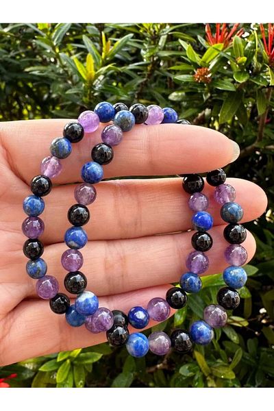 eHediyecim Amethyst Lapis Onyx - Natural Stone Bracelet