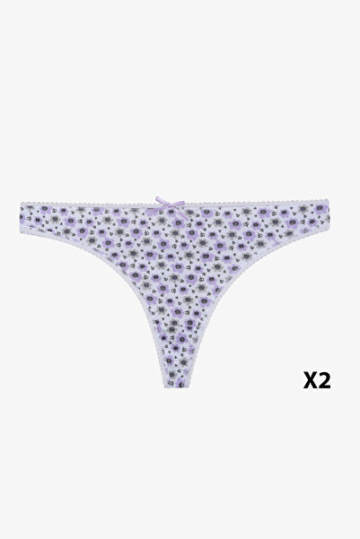 koza iç giyim Kadın 3'lü Pamuklu Desenli Tanga