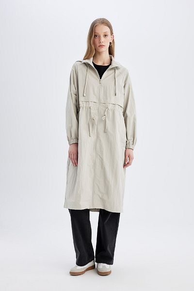 DeFacto Langer Regenmantel - RegularFit, Kapuze, Taftstoff A6245ax24au