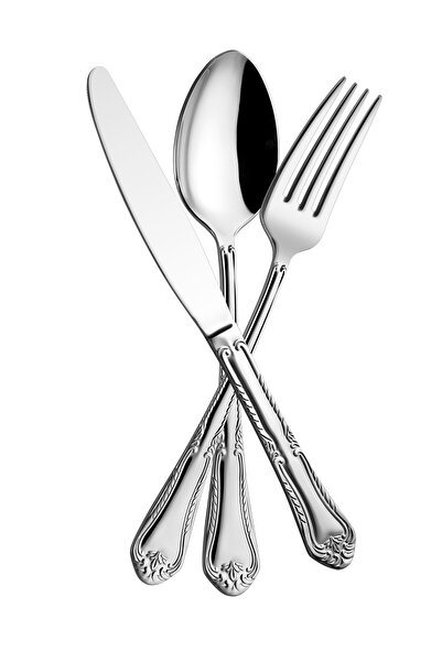 OMS DIANA - 4125 - 72 Parça, 1. Sınıf Paslanmaz Çelik, Modern, Çatal, Kaşık, Bıçak Takımı, Gümüş Renk