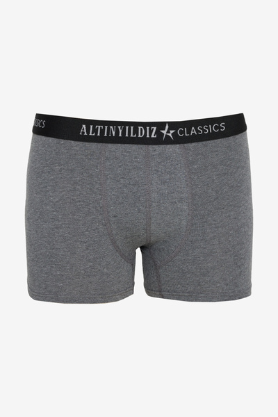 ALTINYILDIZ CLASSICS Erkek Premium Pamuklu Siyah-gri Standart Fit Desenli Esnek 3'lü Boxer Paketi