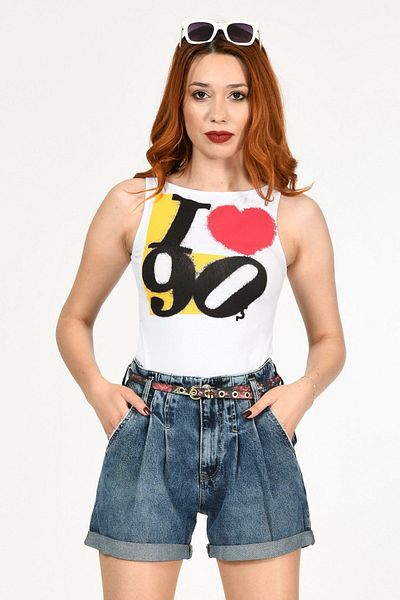 Miss Poem Tricou de bază fără mâneci cu imprimeu din anii 90