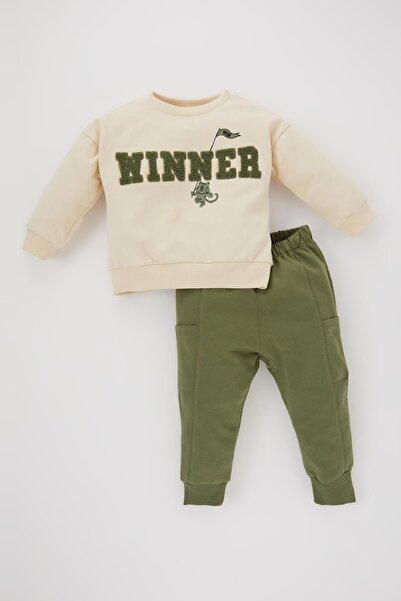 DeFacto Erkek Bebek Baskılı Ince Sweatshirt Eşofman Altı 2'li Takım A9773a523au