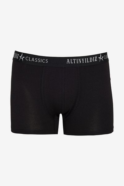 ALTINYILDIZ CLASSICS Ανδρικό Premium βαμβακερό μαύρο-γκρι Standard Fit με μοτίβο εύκαμπτο πακέτο μπόξερ 3 τεμαχίων