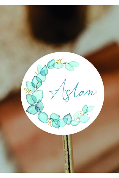 WALLHUMAN İsimli Kişiye Özel Yuvarlak Bebek Etiket/sticker 4x4cm 96 Adet