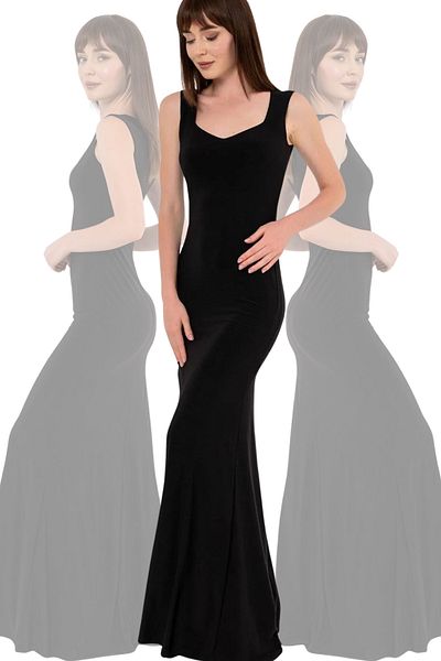 Laranor Black Pentagonal Collar Fish Dress Evening Dress & Graduation & Invitation Dress