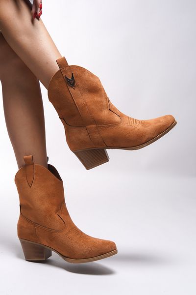 Riccon Nioverra Tan Suede γυναικείες μπότες Western - 0012722