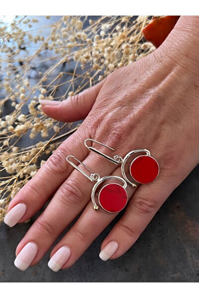 splashtakı 925 Ayar Gümüş Küpe Kök Mercan Doğaltaş Takı