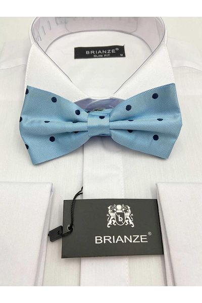 Brianze Blue Navy Blue Dotted Bow Tie
