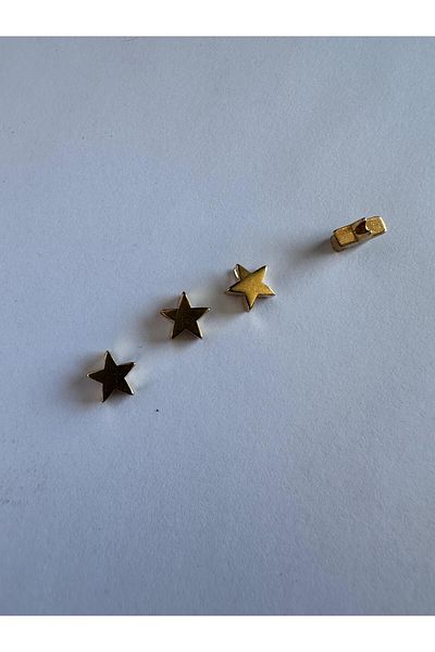 TREND 5pcs Two Holes Star Shaped Gold Plated Color Beads - for Jewelry Making
