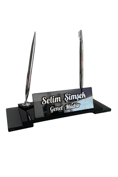 Suba Kristal Kişiye Özel Lüks Füme Masa İsimliği SB-2