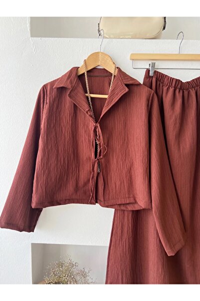 ENDAMIM GPFRE Σετ δύο τεμαχίων - με γιακά πουκαμίσου και λεπτομέρεια δεσίματος μπροστά