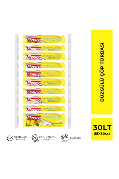 Floppy Lemon Scented Medium Size Garbage Bag - Drawstring Bag, 10 Pieces