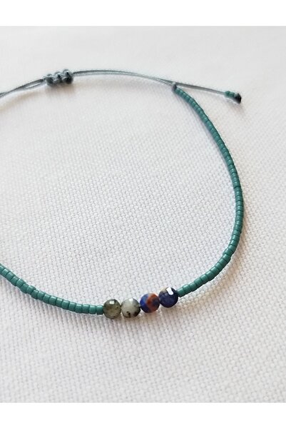 Miyuki Single Row Sodalite Natural Stone Macrame Adjustable String Men's Bracelet (WATER RESISTANT)