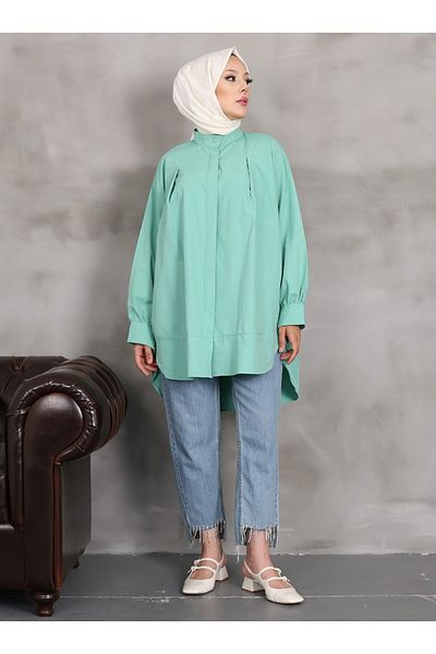 VAV Mint Green Tunic with Sleeve Piping - Vav