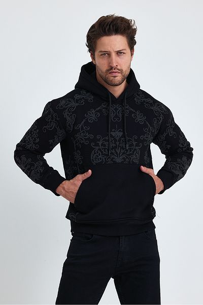 Tarz Cool Ανδρικό βαμβακερό φούτερ με κουκούλα Thessaloniki Fleece - 3 κλωστές, κανονική εφαρμογή