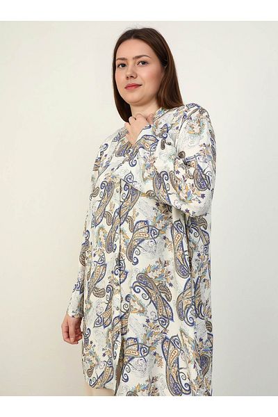 ALİA Large Size Viscose Tunic - Shawl Pattern - Alia