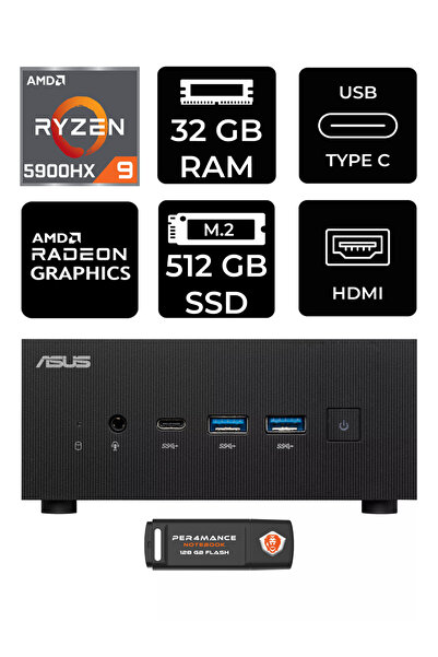 ASUS ExpertCenter PN52 R9-5900HX 32GB RAM 512GB SSD FDOS MİNİ MASAÜSTÜ PC & P...