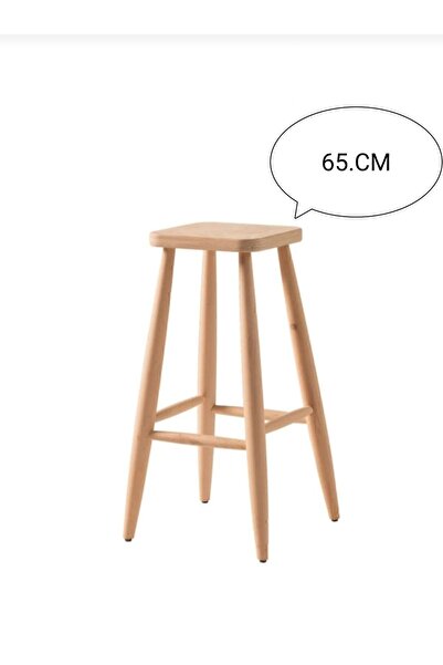 EFE AHŞAP SANATI Ahşap 65 CM Kare bar tabure sandalye