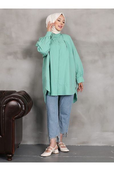 VAV Mint Green Tunic with Sleeve Piping - Vav