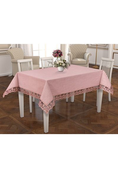 Çeyiz Bahçesi Ivy French Laced Powder Tablecloth 160&240