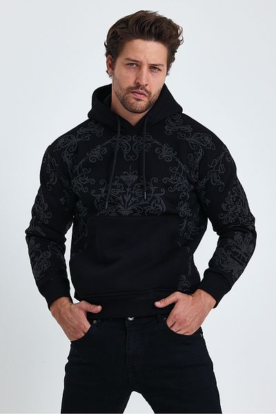 Tarz Cool Ανδρικό βαμβακερό φούτερ με κουκούλα Thessaloniki Fleece - 3 κλωστές, κανονική εφαρμογή
