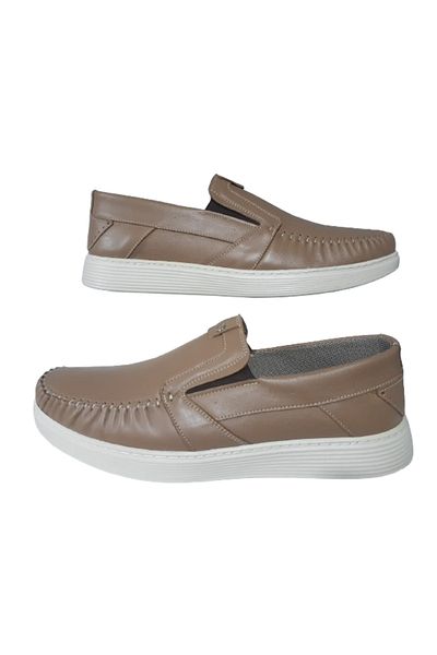 Casy Ανδρική κρεμ χρώμα Ορθοπεδική σόλα Κομψά casual παπούτσια - Γνήσιο δέρμα csyy-001