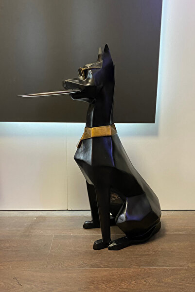 Tasarloxi Tepsi Tutan Doberman Köpek Biblo Heykel