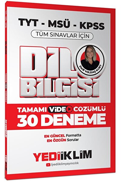 Yediiklim Yayınları 2026 KPSS MSÜ TYT Dil Bilgisi Tamamı Video Çözümlü Tüm Sı...