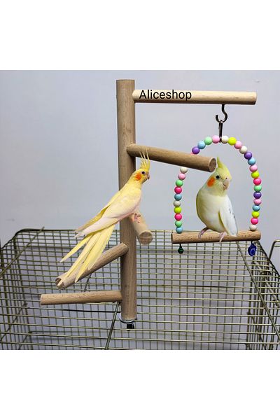 aliceshop Cockatiel - Cage Perch with Swing for Parakets and Birds