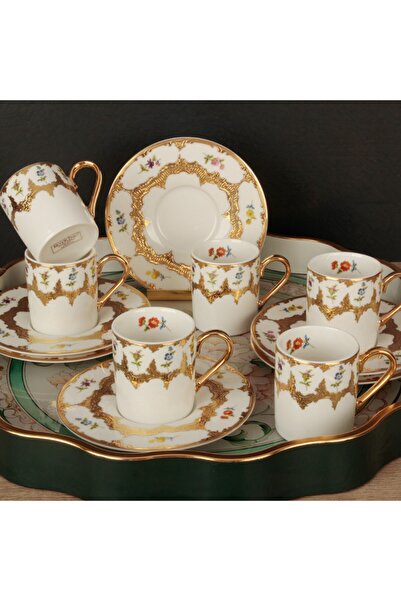 ROY KING White Flower 6 Lı Kahve Fincan Takımı