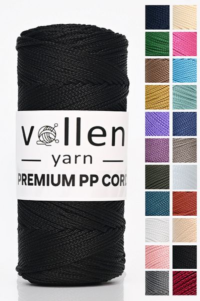 vollen yarn 1,5mm-150mt Πολυεστερικό σχοινί μακραμέ, σχοινί φόρτωσης, σχοινί τσάντας, σχοινί βραχιολιού, i Macrame, μαύρο