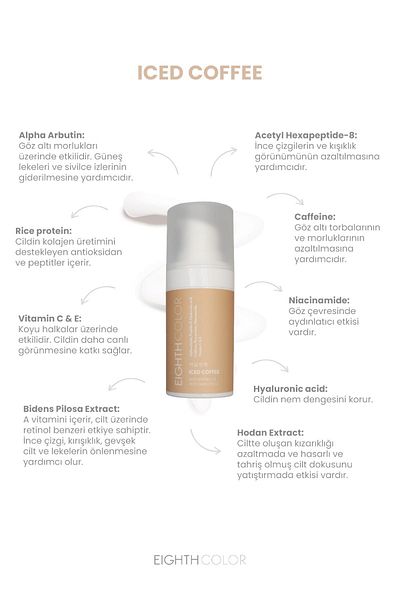 EIGHTH COLOR Iced Coffee - Anti-Wrinkle Moisturizing and Brightening Eye Contour Cream 15ml
