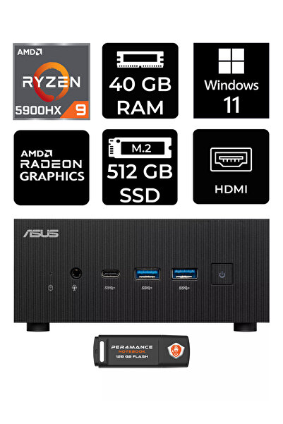 ASUS ExpertCenter PN52 R9-5900HX 40GB RAM 512GB SSD W11HOME MİNİ MASAÜSTÜ PC ...