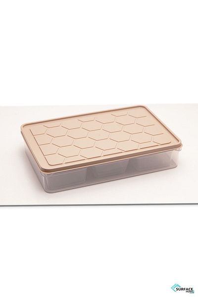SURFACE HOME 16 Piece 7 Compartment Multi Beige Storage Set with Lid - Breakfast Soft (BEIGE)