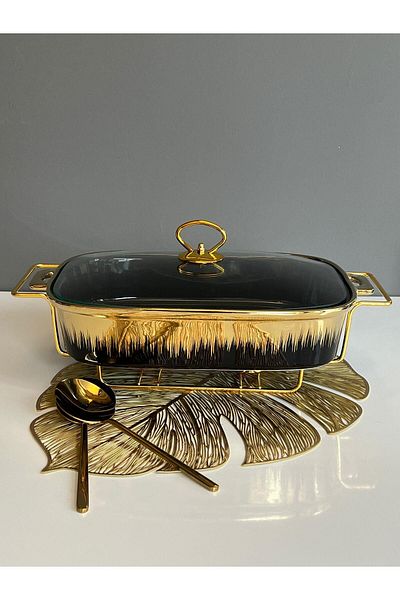 ROSSEV Black Gold Heated Rectangular Pot Large