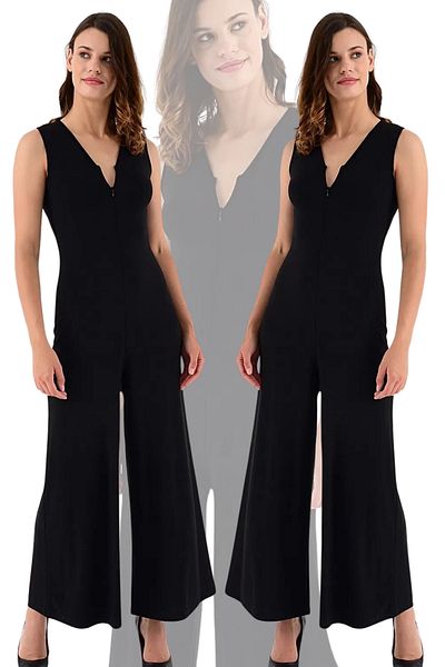 Laranor Black Women's Jumpsuit - Front Zipper, Day and Night Elegance - 20l6845
