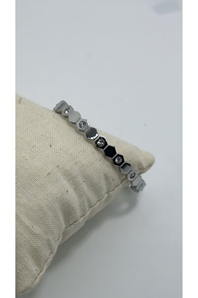 By Semra Bebe Boy ( Ince Bilekler Için ) Zirkon Taşlı Özel Seri Altıgen Model...