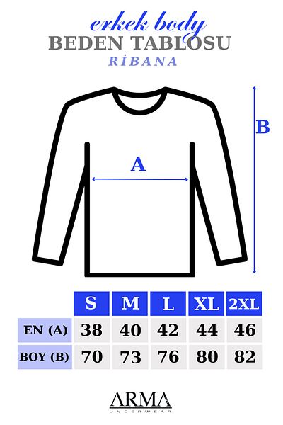 Arma Yıldız Ανδρικό μαύρο μακρυμάνικο μπλουζάκι - Crew Neck, 100% βαμβάκι, 2 Pack Undershirt Ribana
