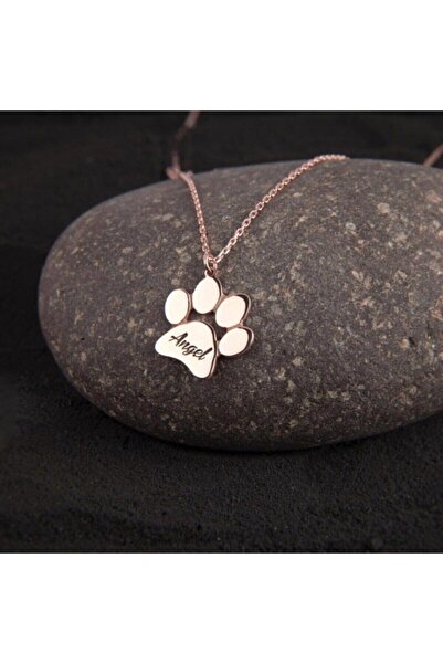 Agai Silver 925 Ayar Gümüş Rose Kaplama Isimli Pati Kolye