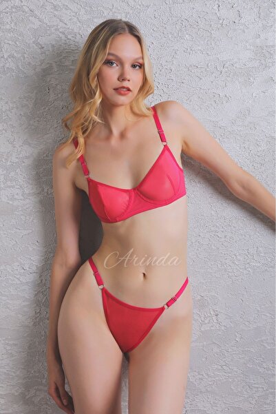 Arinda Comfort Tulle Underwire Cupless Fuchsia Underwear Set