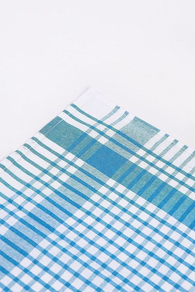 MODELHOME Cotton Turquoise Colored Checkered 4-Piece Tea Towels, Lunch Cloth, Serving Napkin