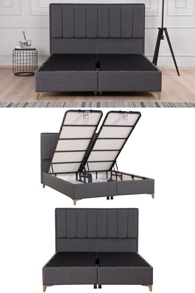 Kilim Mobilya Gold Therapy Sandıklı Baza Başlık Seti Antrasit (YATAK DAHİL DEĞİLDİR)